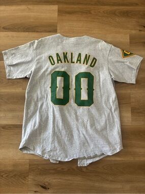 Oaklandish Oakland Baseball Jersey Gray Button Front Unisex Made in USA Size S